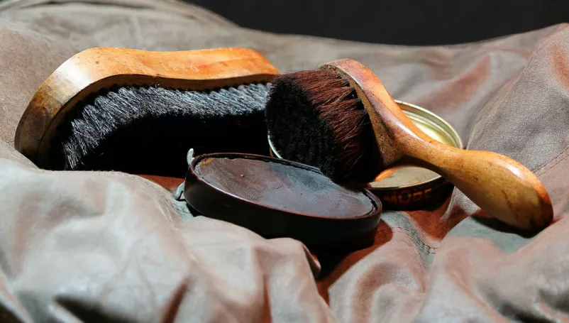Schuhbürste und Schuhcreme braun